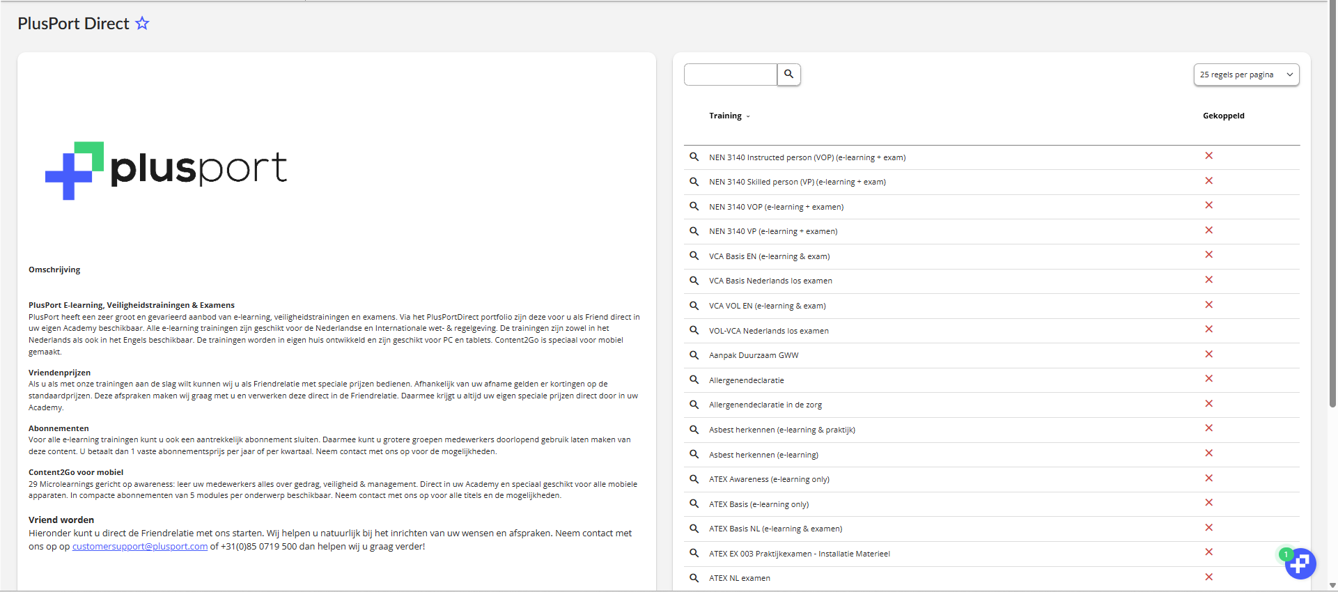 Aanbieder popup met tabbladen