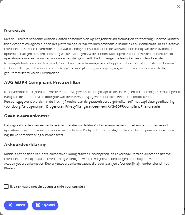 Akkoordverklaring popup