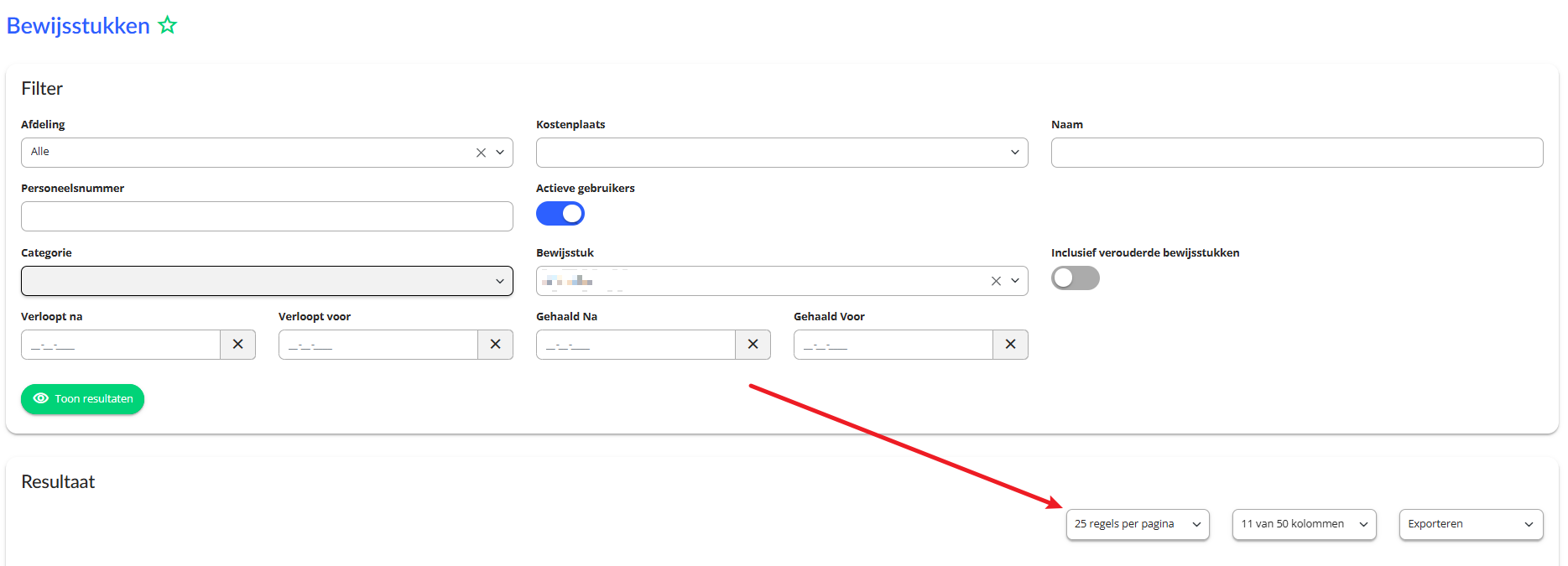 Export button in the certificate report